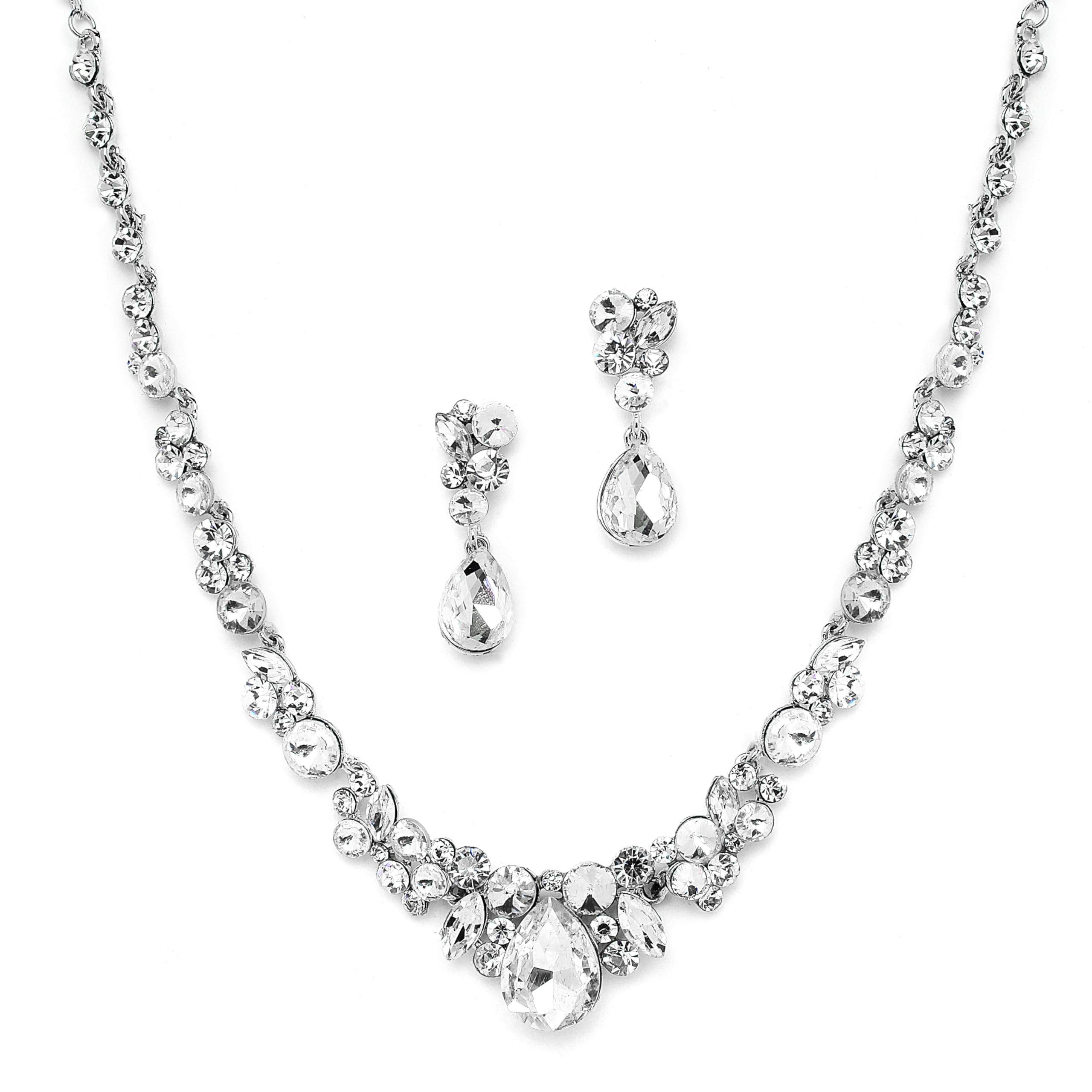 Mariell Crystal Bridal Wedding Necklace & Earrings Set - Elegant Jewelry for Bride, Bridesmaid, Prom, Pageant - Perfect for Weddings, Formal Events & Special Occasions