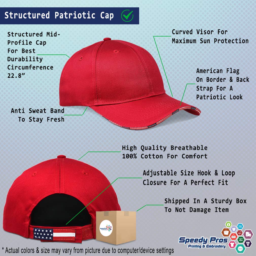 Speedy Pros Patriotic USA Baseball Cap - American Flag Embroidery, Adjustable Strap Closure for Men & Women - Perfect for 4th of July, Veterans Day & Outdoor Events