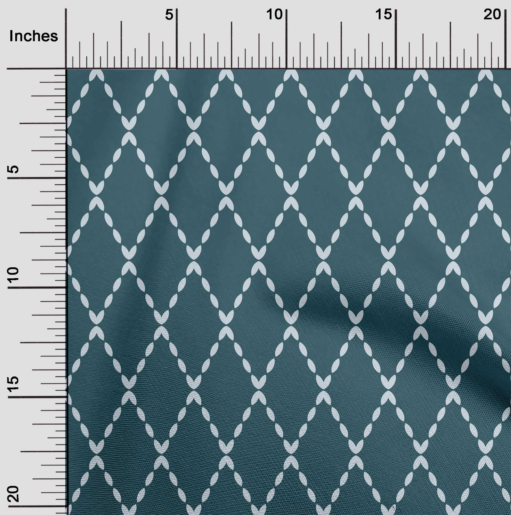Premium Teal Green Argyle Print Polyester Spandex Fabric - 56