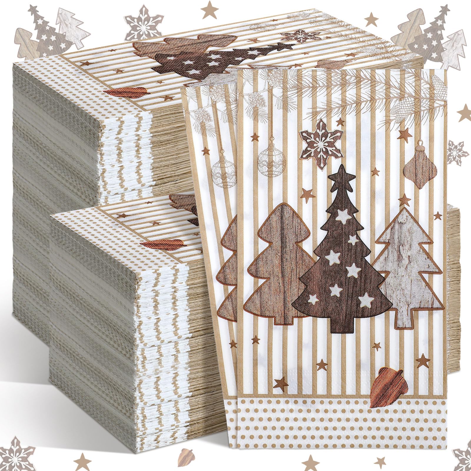 Jetec 200-Pack Christmas Disposable Paper Guest Towels - 2-Ply Holiday Napkins for Bathroom, Kitchen & Dining Table | Xmas Tree Decorations, Party & Hosting Essentials (Red/Green)