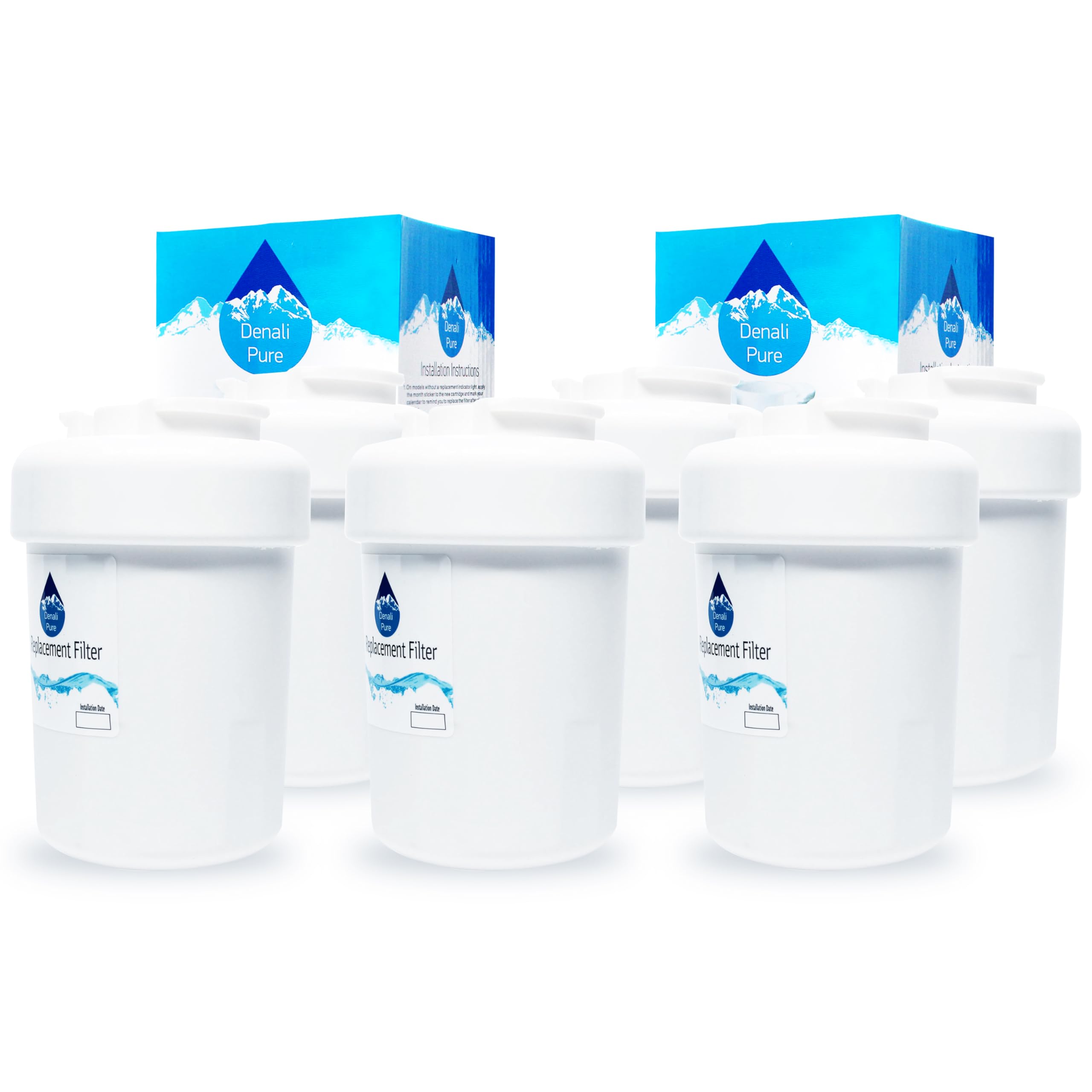 6-Pack GE MWF/MWFP Refrigerator Water Filter Replacement - Compatible with General Electric PSHS9PGZBCSS, NSF Certified for Clean Drinking Water - Perfect for Home, Office, and RV Use
