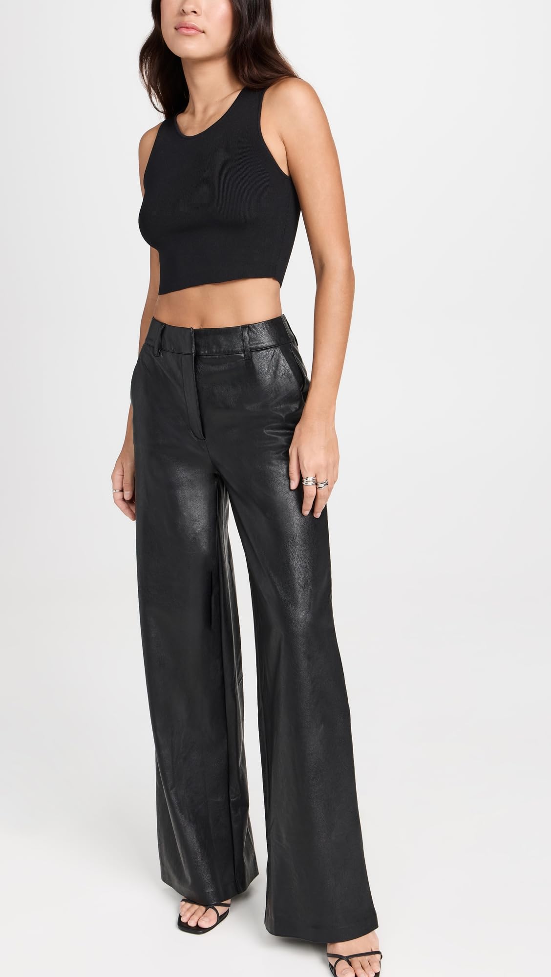 Commando Women's Faux Leather Wide Leg Pants - Stylish High Waist Trousers for Work, Office & Casual Wear