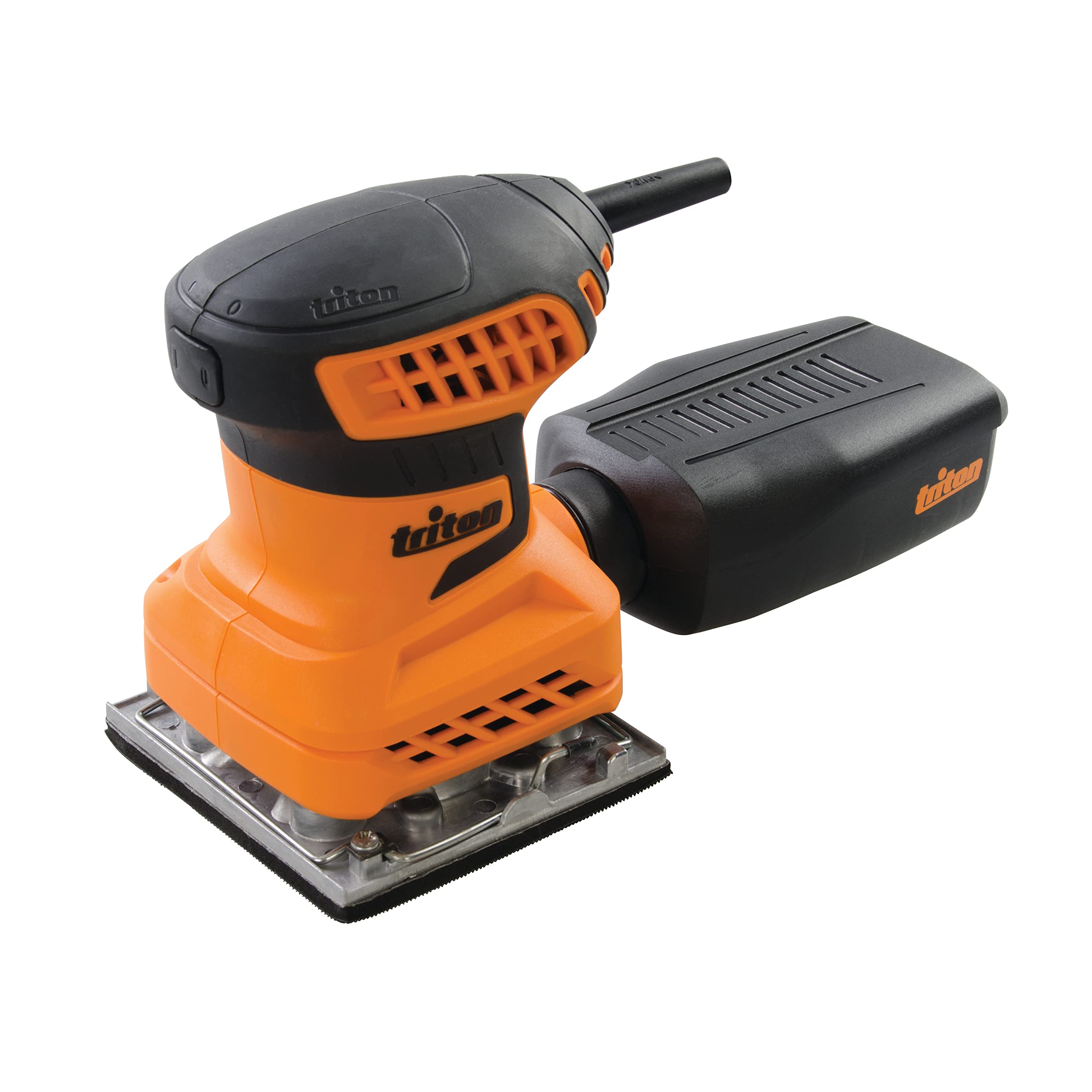 Triton 200W Orbital Palm Sander with 1/4 Sheet - Powerful & Compact Sanding Tool for Woodworking & DIY Projects (Model TQTRSS-389621, Black)