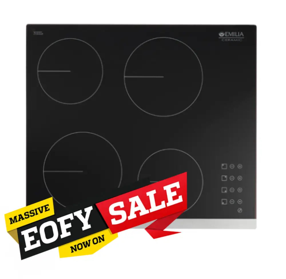 Emilia EMCER64 60cm Ceramic Electric Cooktop with Touch Control - Fast Heating, Energy Efficient, Easy to Clean - Perfect for Modern Kitchens, Apartments & Small Spaces