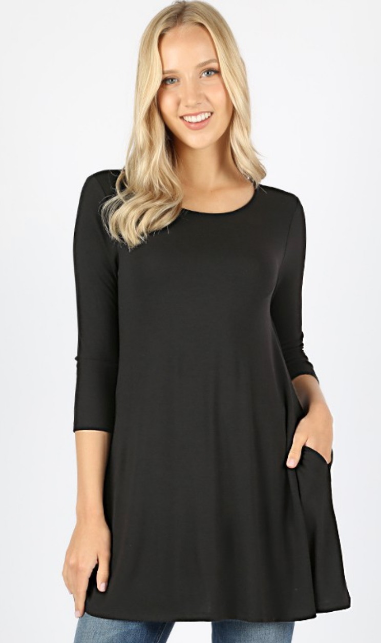 3/4 Sleeve Tops for Women with Pockets - Casual & Comfortable Shirts for Everyday Wear, Office & Outings