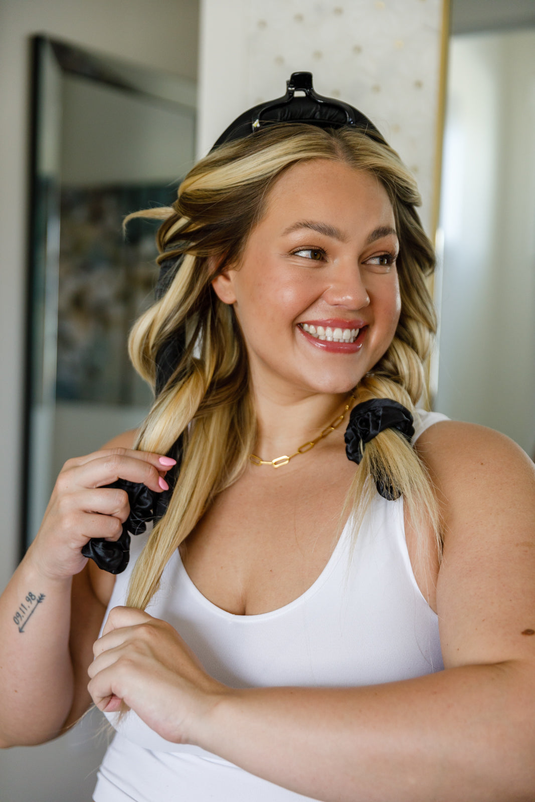 Heatless Hair Curling Rod Set - No Heat Curling Tool for Soft Waves & Curls (Black) | Perfect for Overnight Styling & Damage-Free Hair Care