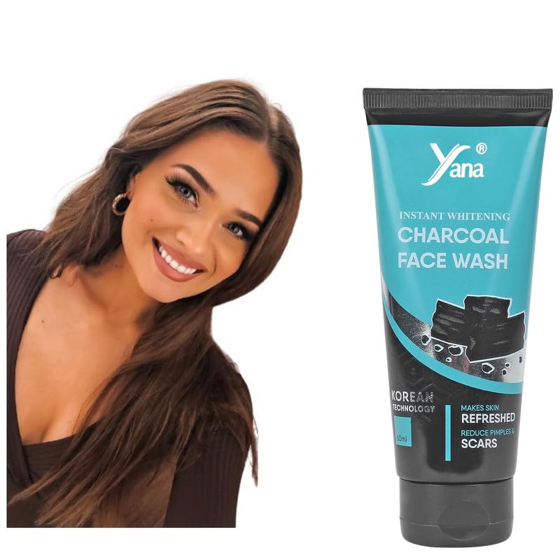 Instant Whitening Activated Charcoal Face Wash for Men - Deep Pore Cleansing Facial Cleanser to Remove Dirt & Makeup from Oily Skin | Korean Skincare Technology | Perfect for Daily Deep Cleansing & Blackhead Removal