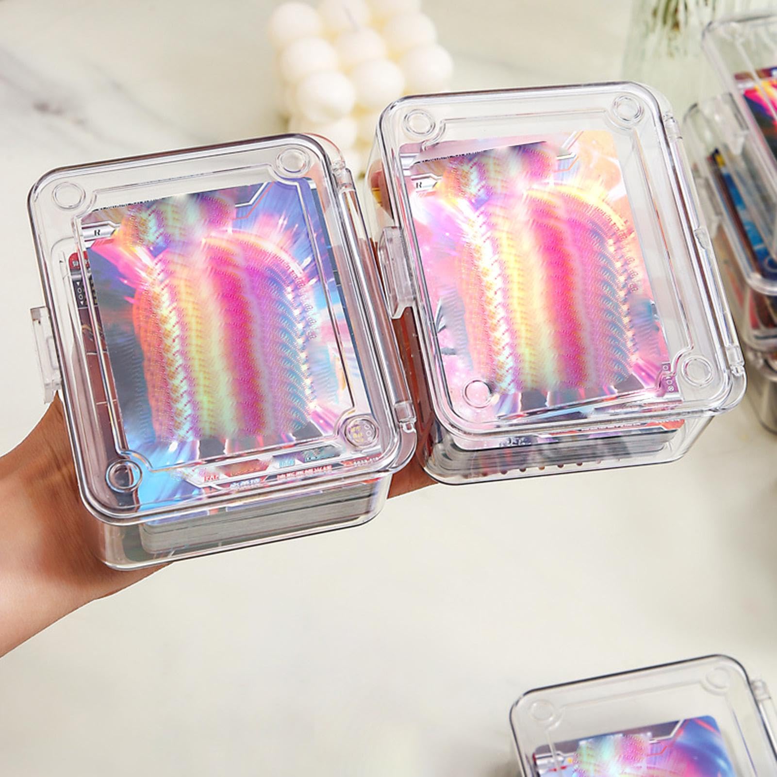 Premium Clear Trading Card Storage Box - Transparent Card Organizer for Business Cards, Collectible Cards & Trading Cards | Durable Card Sorting Case for Home, Office & Gaming Events