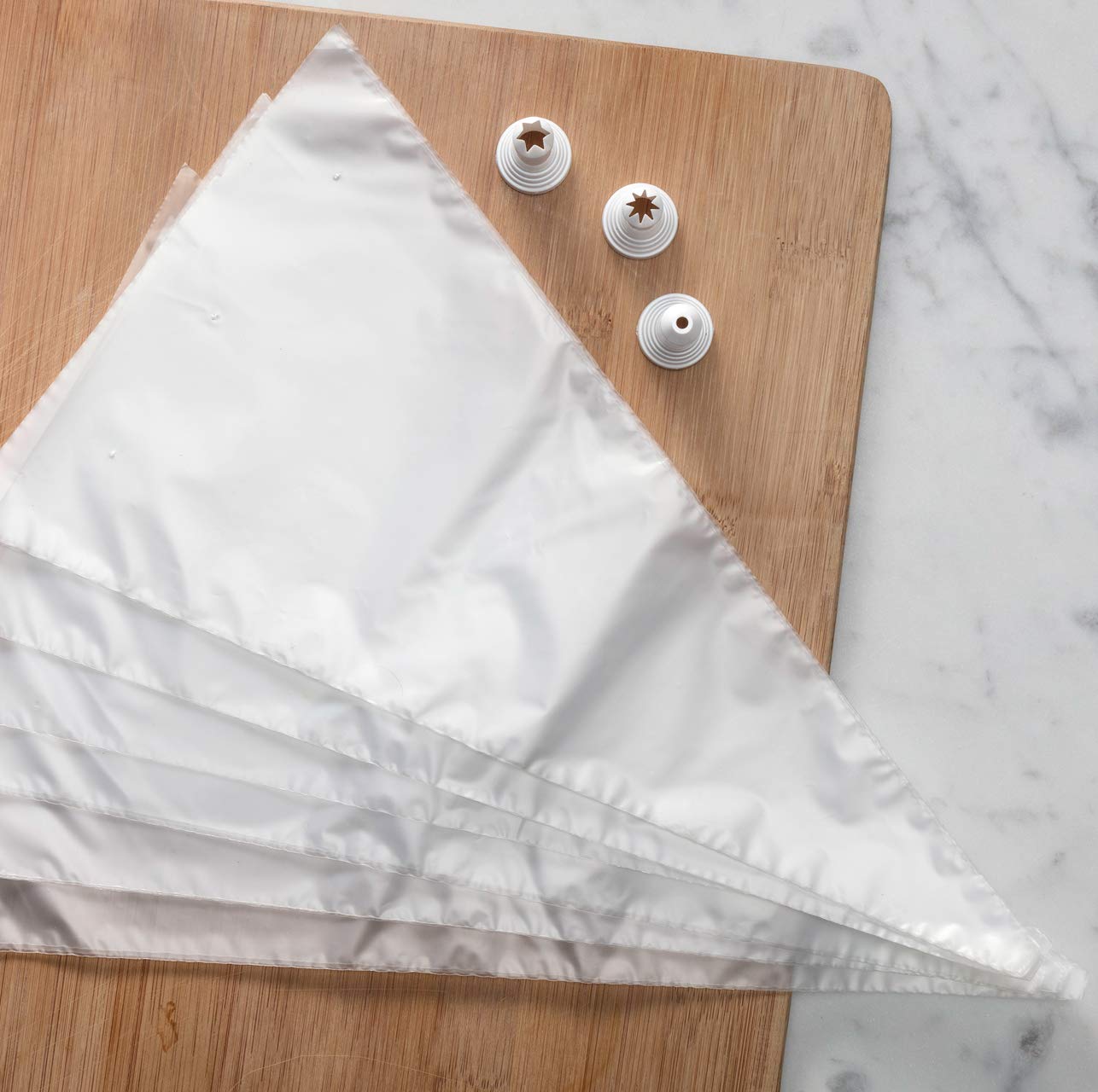 Disposable Decorating Bags with 3 Nozzles Set - 100 Pack Icing Piping Bags for Cake, Cookie & Cupcake Decorating | Perfect for Birthday Parties, Wedding Cakes & Baking Gifts