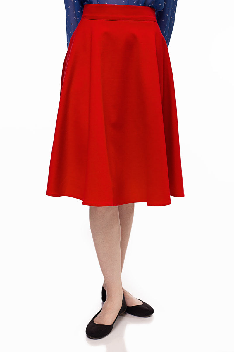 Charlotte Red Skirt for Women - Elegant A-Line Midi Skirt for Office, Party & Casual Wear | Perfect for Work, Date Night & Everyday Outfits