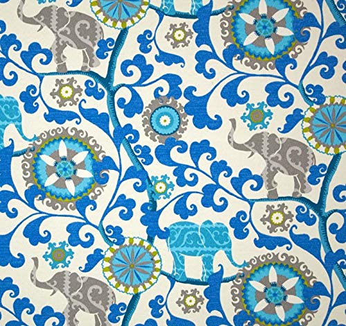 RSH DECOR: Set of 4 Lumbar Throw Pillows 20”x12” - All-Weather Spun Fabric, Water & Fade Resistant - Outdoor Cushions for Patio Furniture - Blue Elephant Bohemian Design - Perfect for Porch, Deck, Garden & Poolside Relaxation