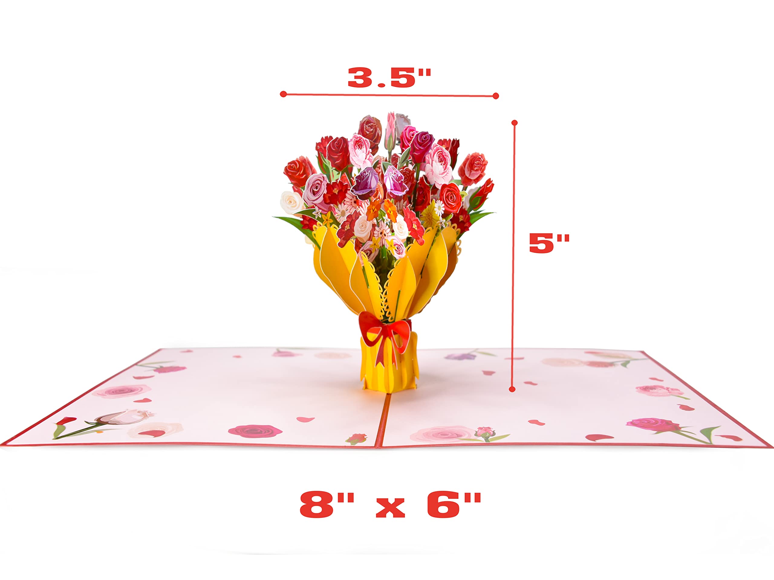 3D Pop Up Rose Bouquet Greeting Card - Elegant Birthday, Anniversary, Mother's Day, Valentine's Day & Spring Celebration Card - Perfect for Romantic Gifts, Wedding Invitations & Special Occasions
