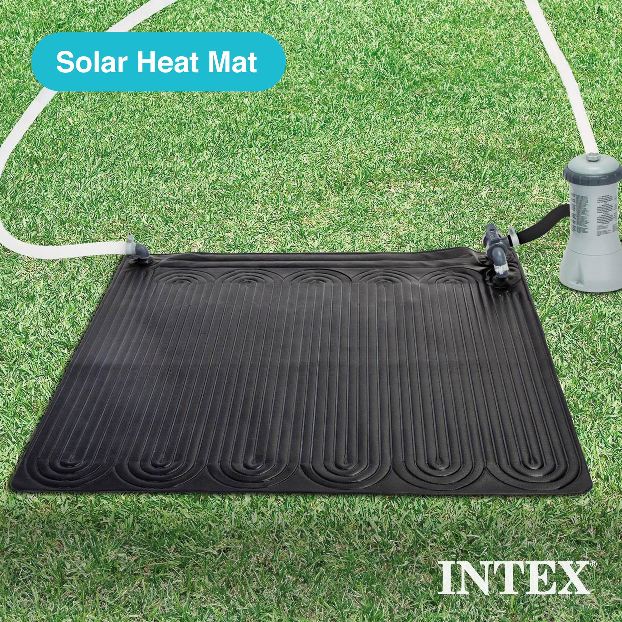 Intex 47x47 Inch Solar Pool Heater Mat - 2 Pack for 8,000 Gallon Above Ground Pools with Hose Attachment & Bypass Valve - Energy Efficient Heating Solution for Summer Backyard Swimming