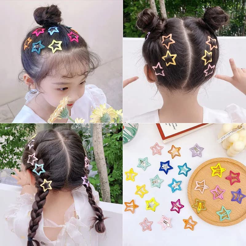 SPARKLING DAZZLE® 10-Piece Multicolor Glitter Hair Clips - Star Shaped Barrettes for Baby Girls, Teens & Women - Perfect for Parties, School & Daily Styling