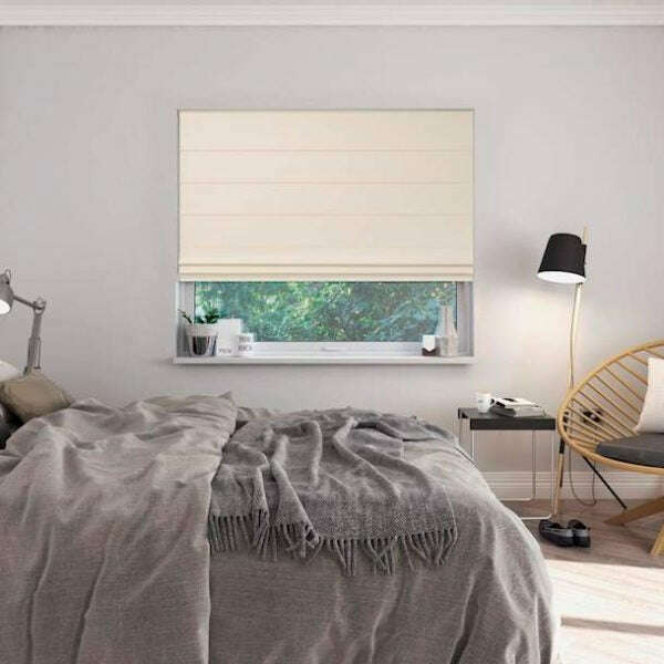 Napa Roman Linen Blinds Ivory White - Light Filtering Window Shades for Living Room, Bedroom & Office (50