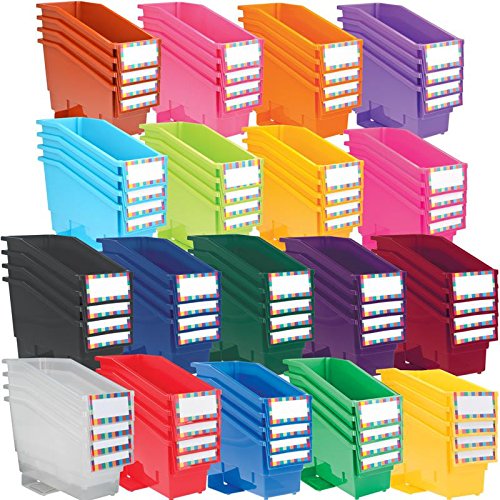 Non-Tip Book and Binder Holders with Stabilizer Wings - Set of 12 Red Classroom Organizers (5.5