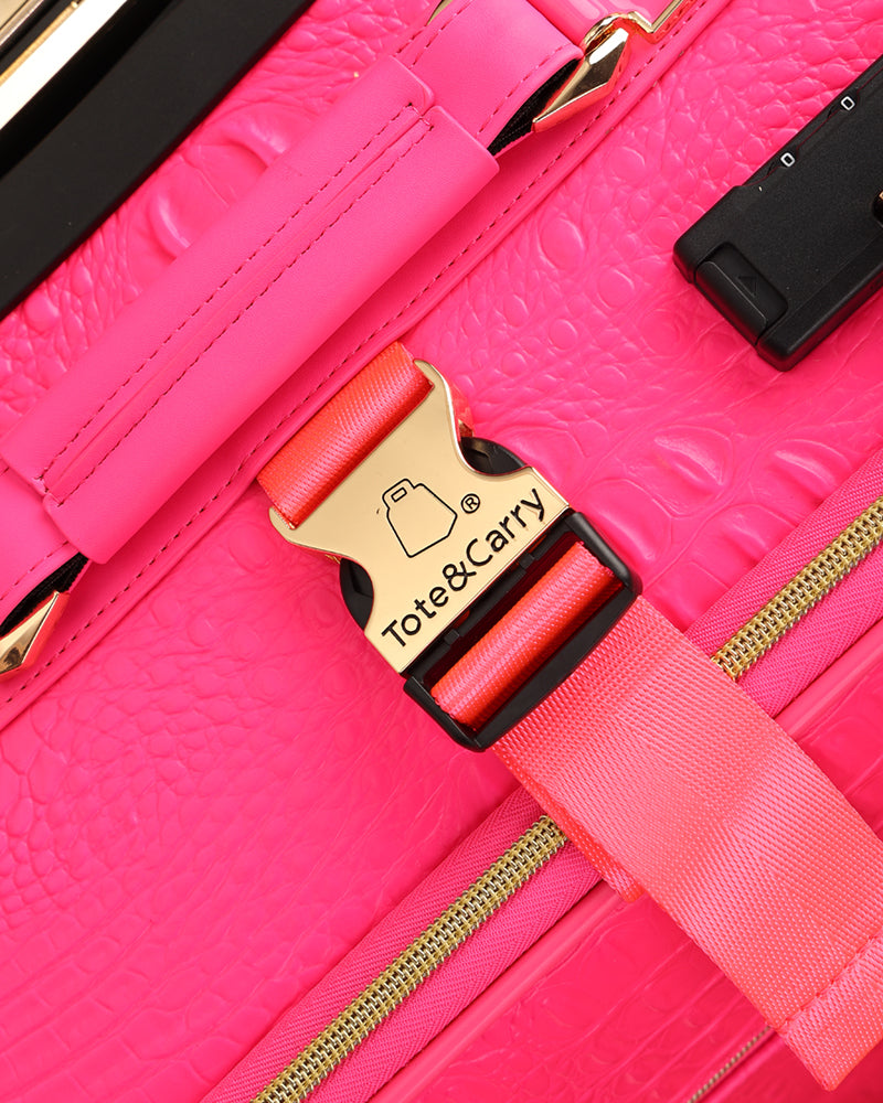 Apollo 2-Piece Suitcase Set in Vibrant Neon Pink - Perfect for Travel, Vacations & Business Trips