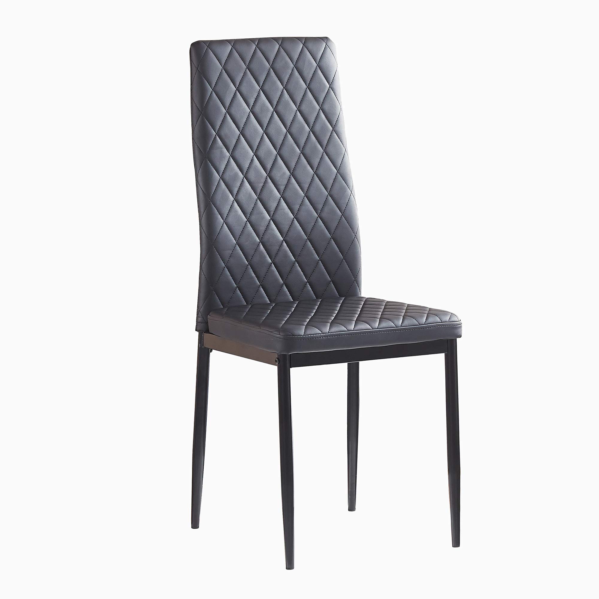 4-Piece High Back Upholstered Dining Chairs Set with Steel Frame - PU Leather Kitchen & Conference Chairs for Home, Office (Light Gray) | Easy to Clean, Modern & Comfortable Seating for Dining Room, Kitchen, Meetings