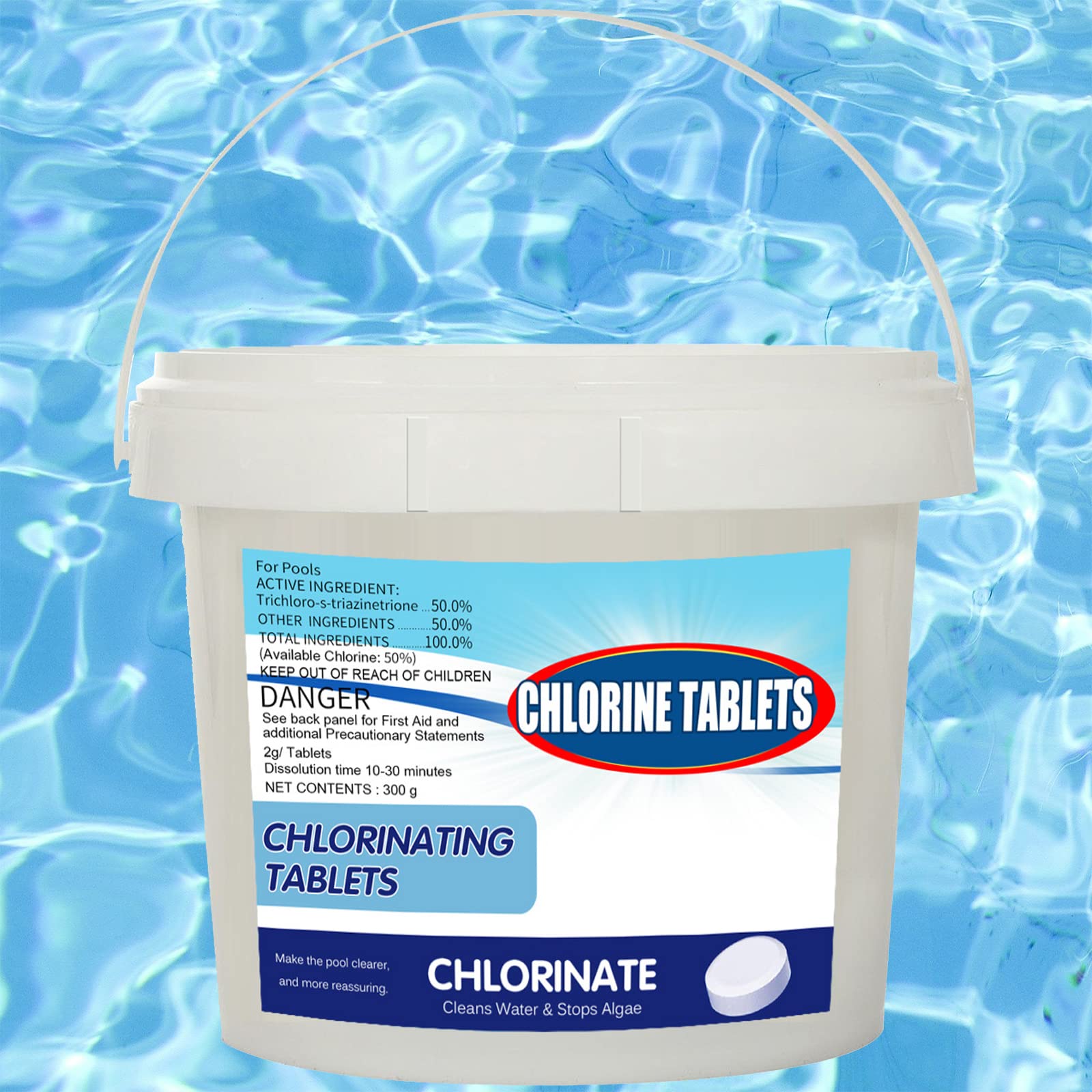 Chlorine Tablets for Small Pool - 150pcs 300g Chlorinating Tabs for Above Ground Pools, Spa, Hot Tub Maintenance - Ideal for Backyard, Inflatable & Portable Swimming Pools