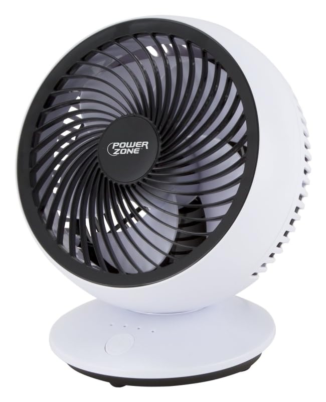 Powerzone 6-Inch USB Desk Fan - Quiet Portable Cooling Fan for Office, Home & Dorm - White Oscillating Table Fan with Adjustable Tilt (Perfect for Workstation, Bedside & Study Room)