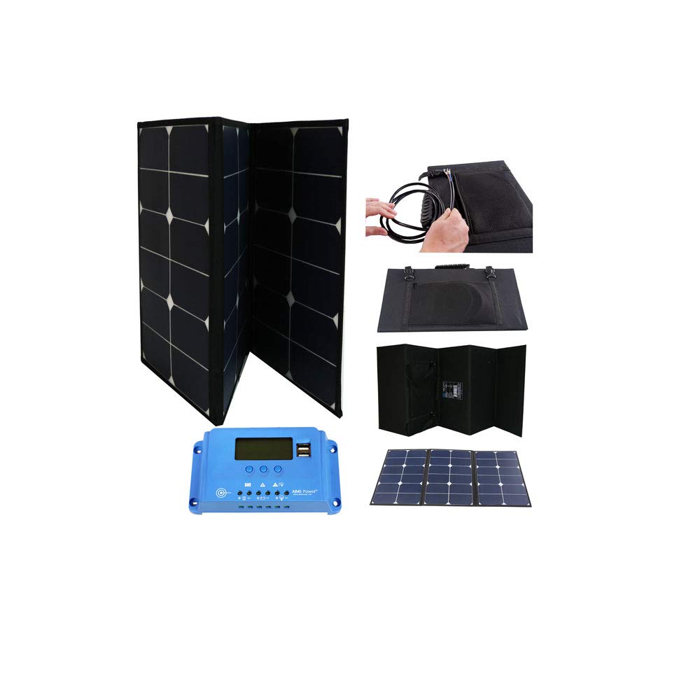 AIMS POWER 60W Portable Foldable Solar Panel Kit with Charge Controller | Built-in Carrying Case | Fast Battery Charging for RV, Boat, Camping & Emergency Power Supply