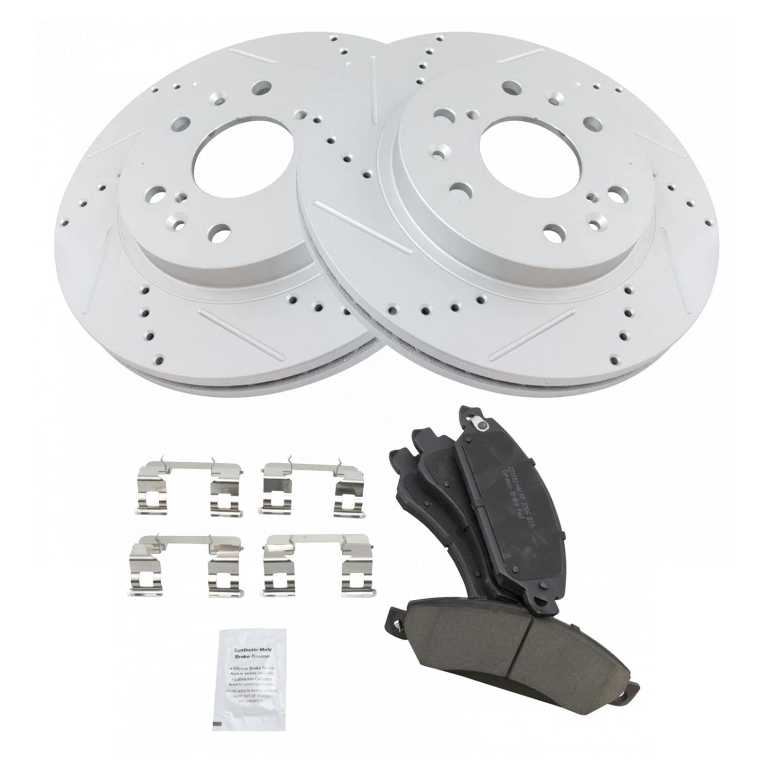 High-Performance Drilled & Slotted Brake Rotor Kit with Posi Quiet Ceramic Pads - Front | Enhanced Stopping Power for Cars, Trucks & SUVs | Ideal for Racing, Towing & Daily Driving