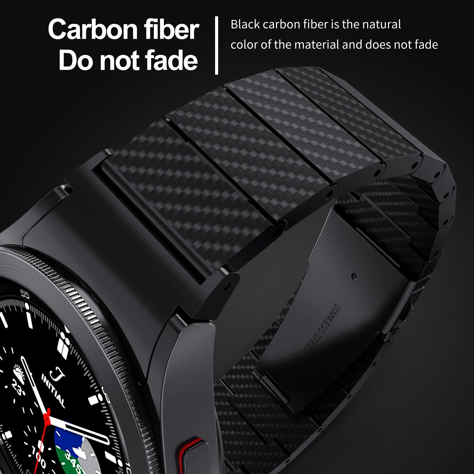 Premium No-Gaps Carbon Fiber Strap for Samsung Galaxy Watch 46mm/42mm - Durable Lightweight Replacement Band for Active Lifestyle, Workouts & Outdoor Adventures