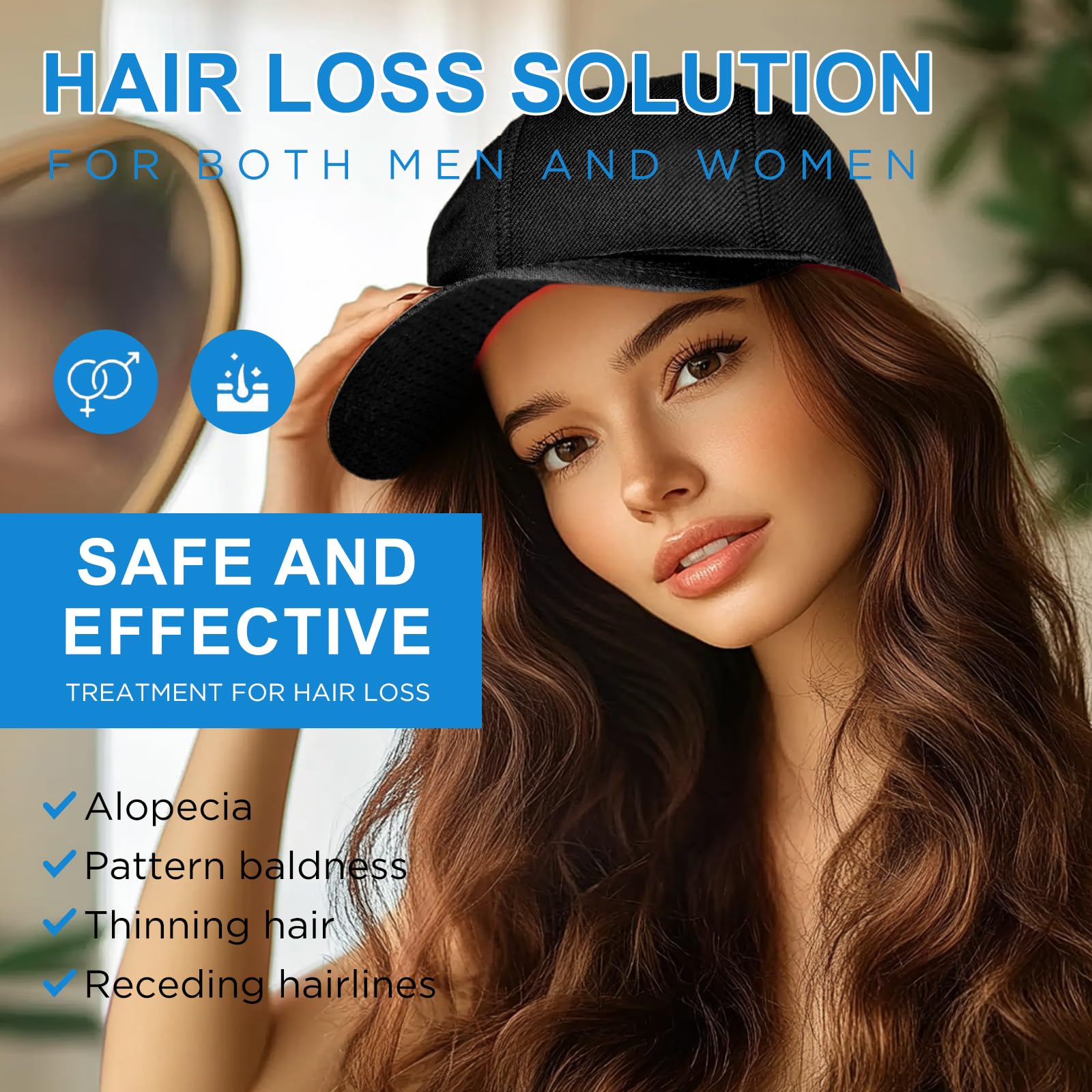 Laser Hair Growth Cap for Women & Men - FDA Cleared Low Level Laser Therapy (LLLT) Device to Stimulate Hair Regrowth - Perfect for Home Use & Hair Loss Treatment
