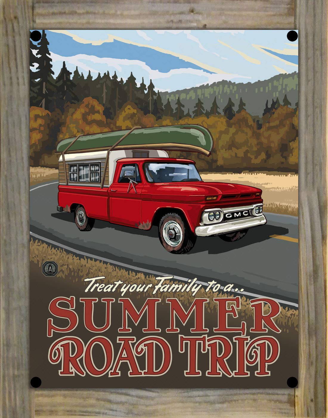 Paul A. Lanquist Travel Artwork - 8.5x11.5 Inch Metal Print on Reclaimed Barn Wood, Northwest Landscape Wall Decor for Home & Office - Perfect for Road Trip Enthusiasts & Nature Lovers
