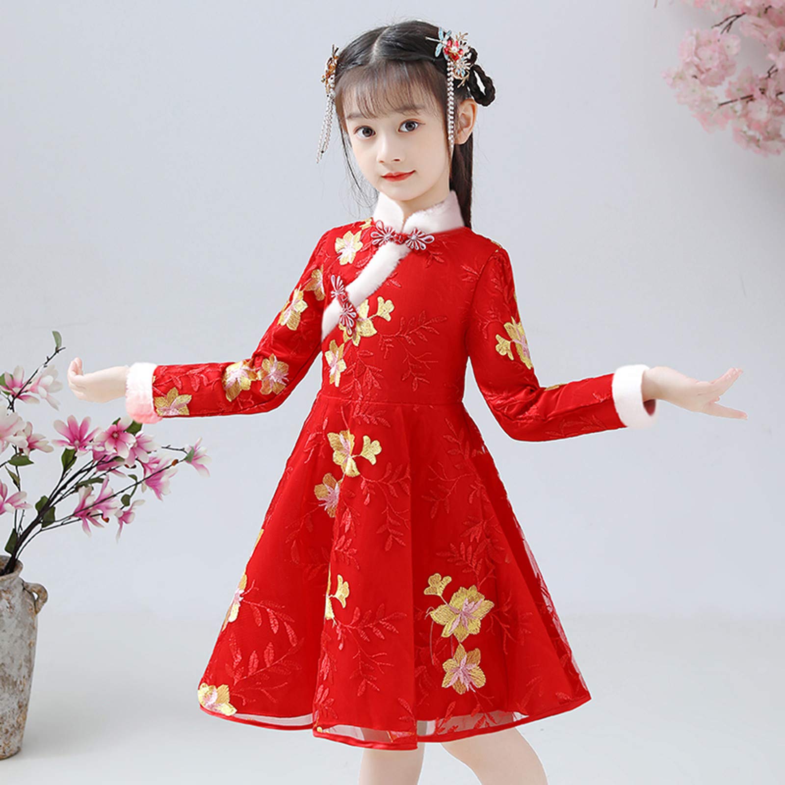 Chinese New Year Baby Girl Dress - Toddler Princess Tang Suit Outfit for Lunar Festival | Newborn Traditional Cheongsam Costume for Holiday Photos & Family Celebrations