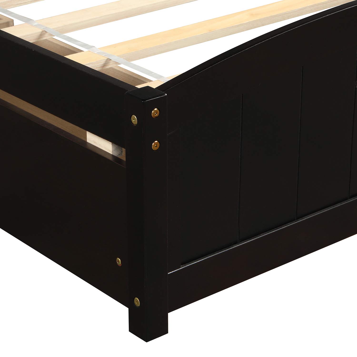 Harper & Bright Designs Twin Bed Frame - Solid Wood Platform Bed with 2 Storage Drawers, Headboard & Footboard, Wood Slat Support (Espresso) - Perfect for Kids Rooms, Guest Bedrooms & Small Spaces