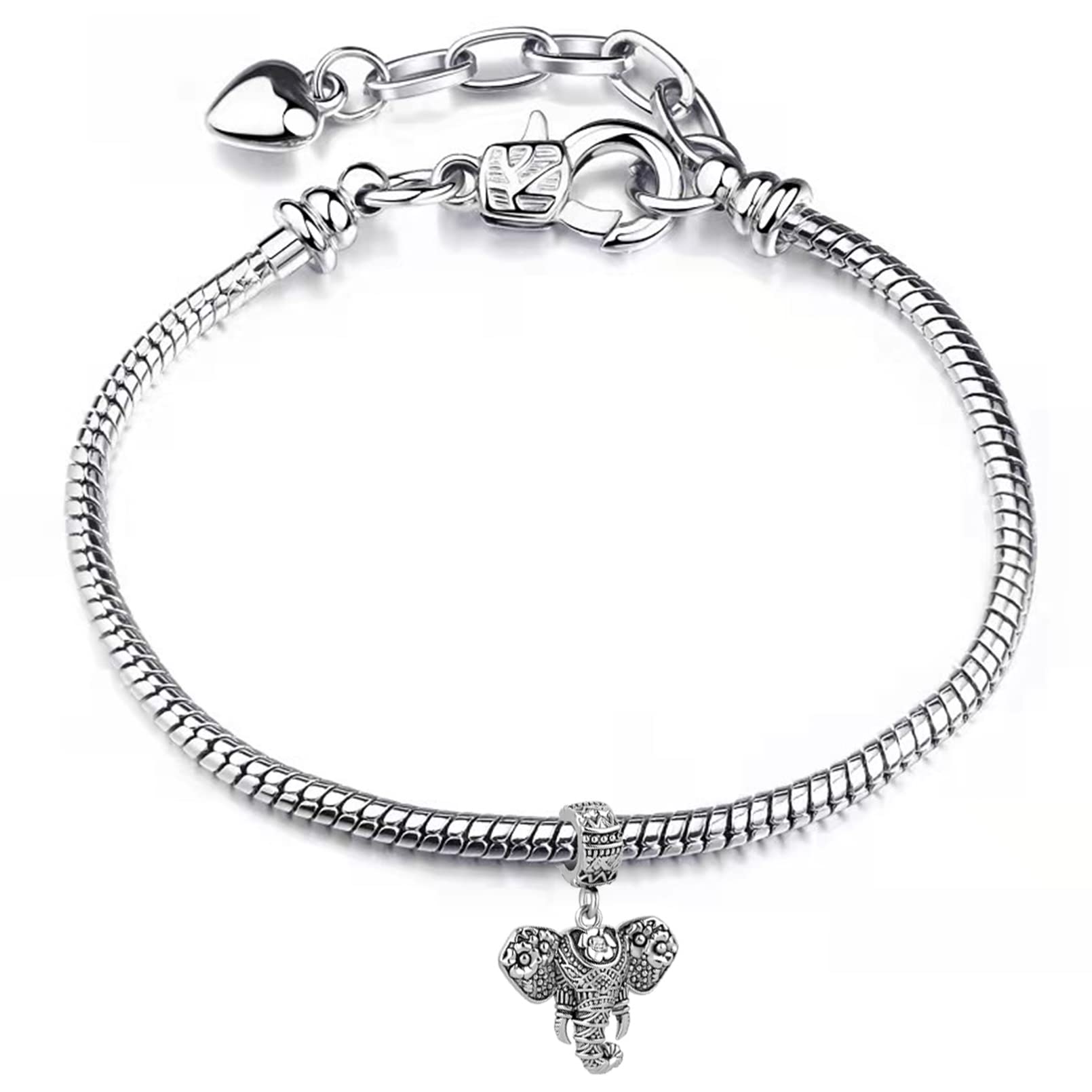 LSxAB Lucky Elephant Charm for Pandora Bracelets - Elegant Silver Elephant Pendant for Jewelry Making & DIY Gifts - Perfect for Birthdays, Anniversaries & Special Occasions