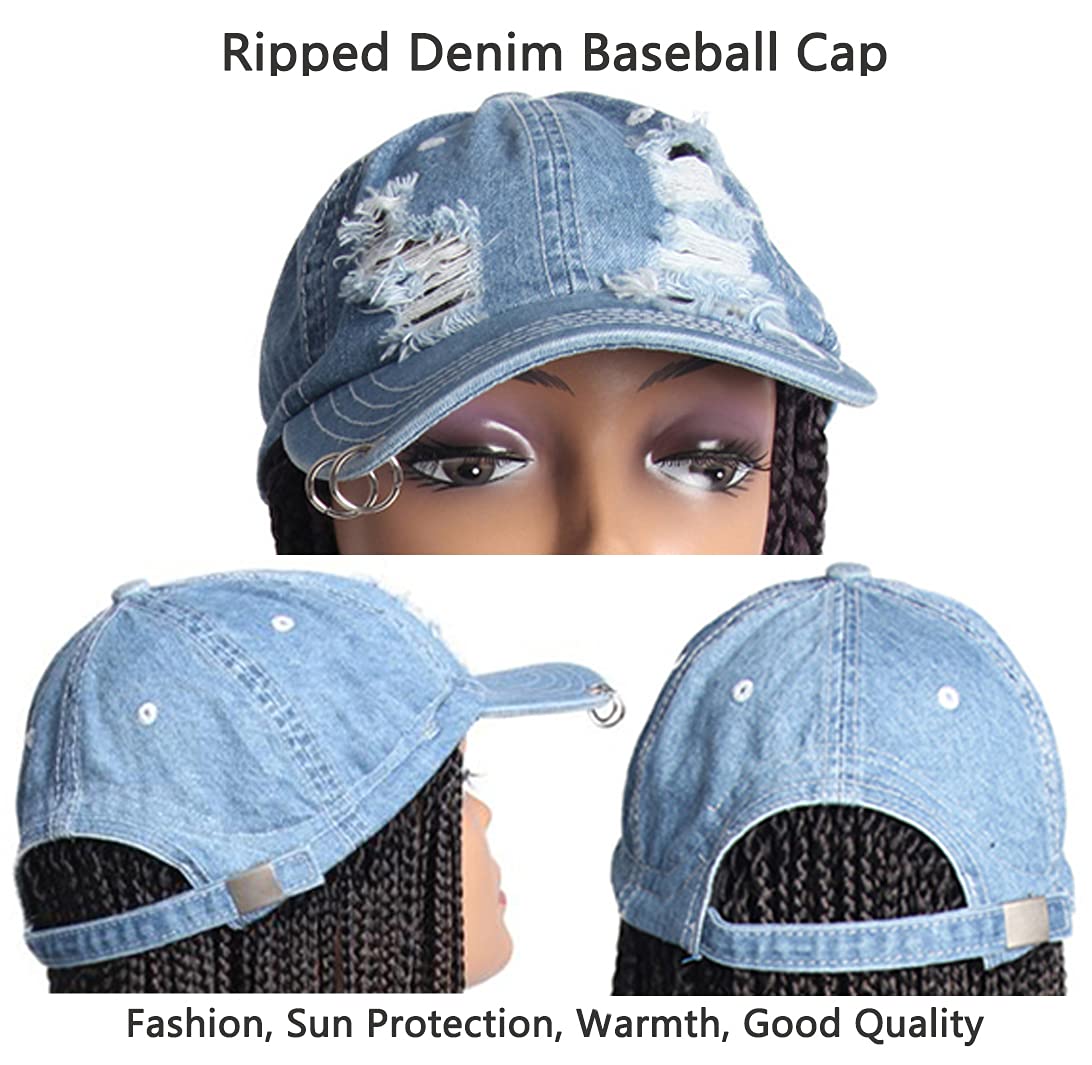 Long Colorful Box Braid Wigs with Baseball Cap for Black Women - 16 Colors, 24in/60cm Crochet Hat Wig | 90s Hip Hop & Punk Style Party Wig | Perfect for Cosplay, Halloween, and Fashion Events