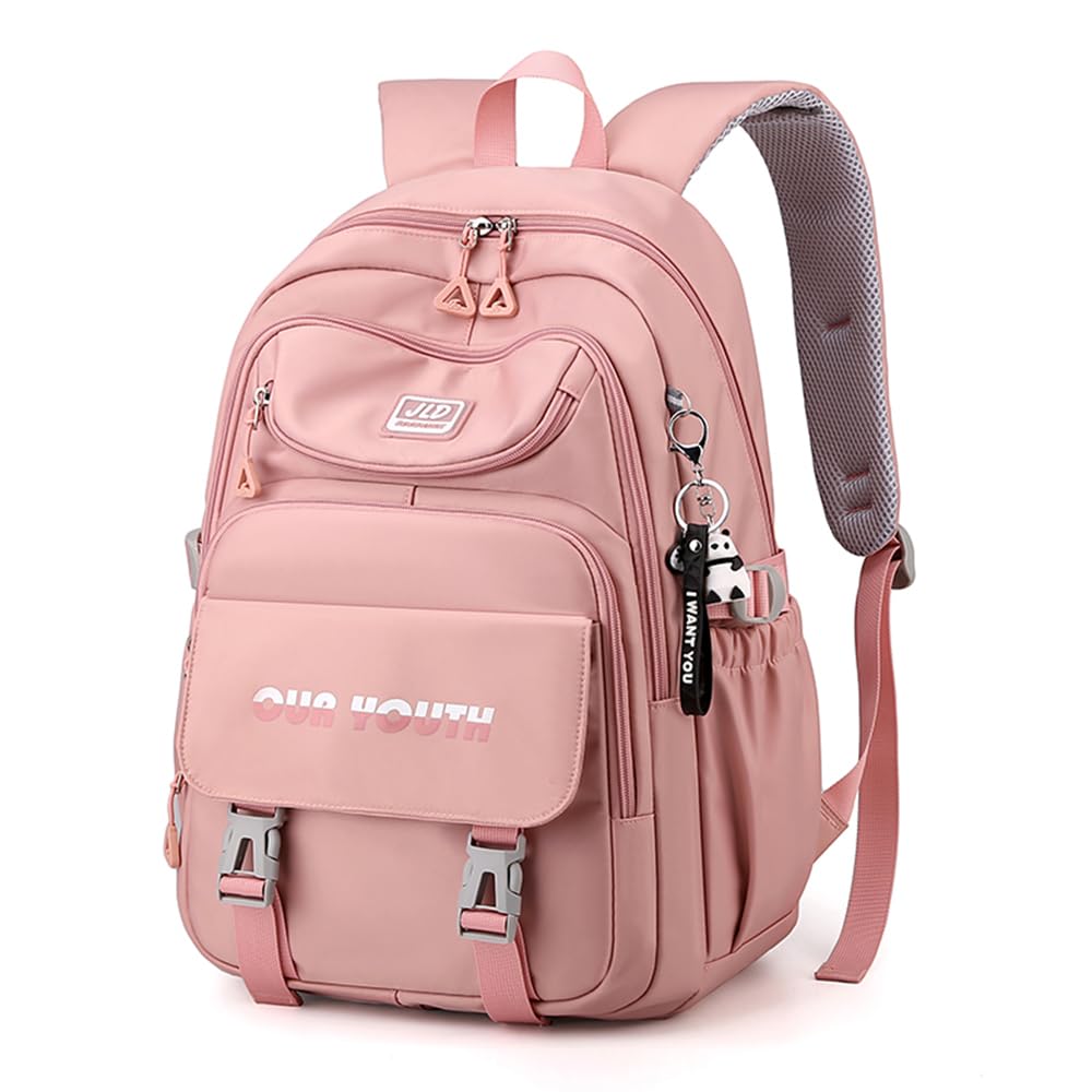ROER Waterproof Laptop Backpack for Women - 17 Inch Large College Bookbag, Durable Travel Daypack for University, Work & Outdoor Activities (Pink) - Perfect for School, Commuting & Business Trips