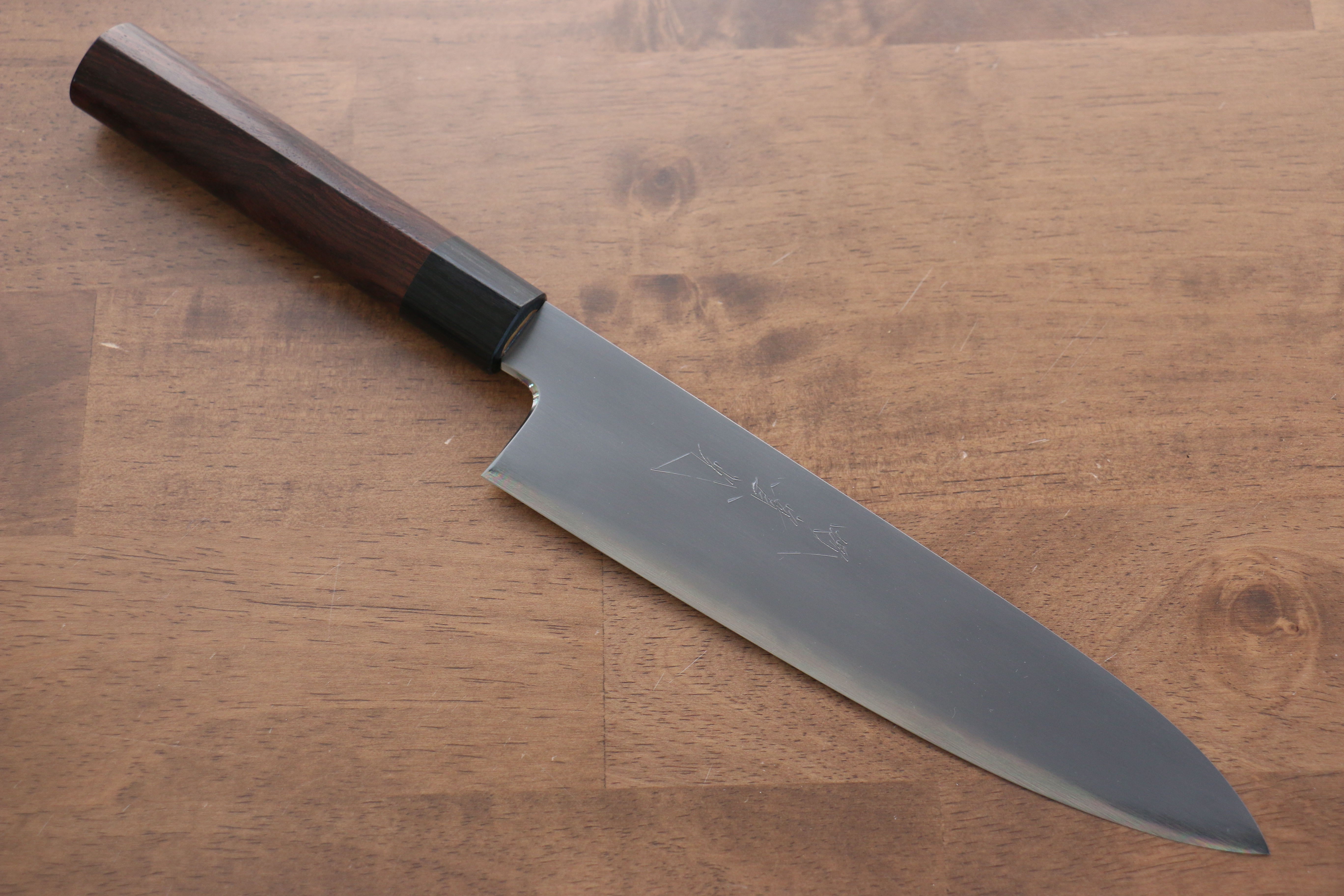 Premium Jikko White Steel No.2 Gyuto Chef Knife 210mm - Japanese High Carbon Steel Blade with Exquisite Shitan Handle - Perfect for Sushi, Meat Slicing & Professional Kitchen Use