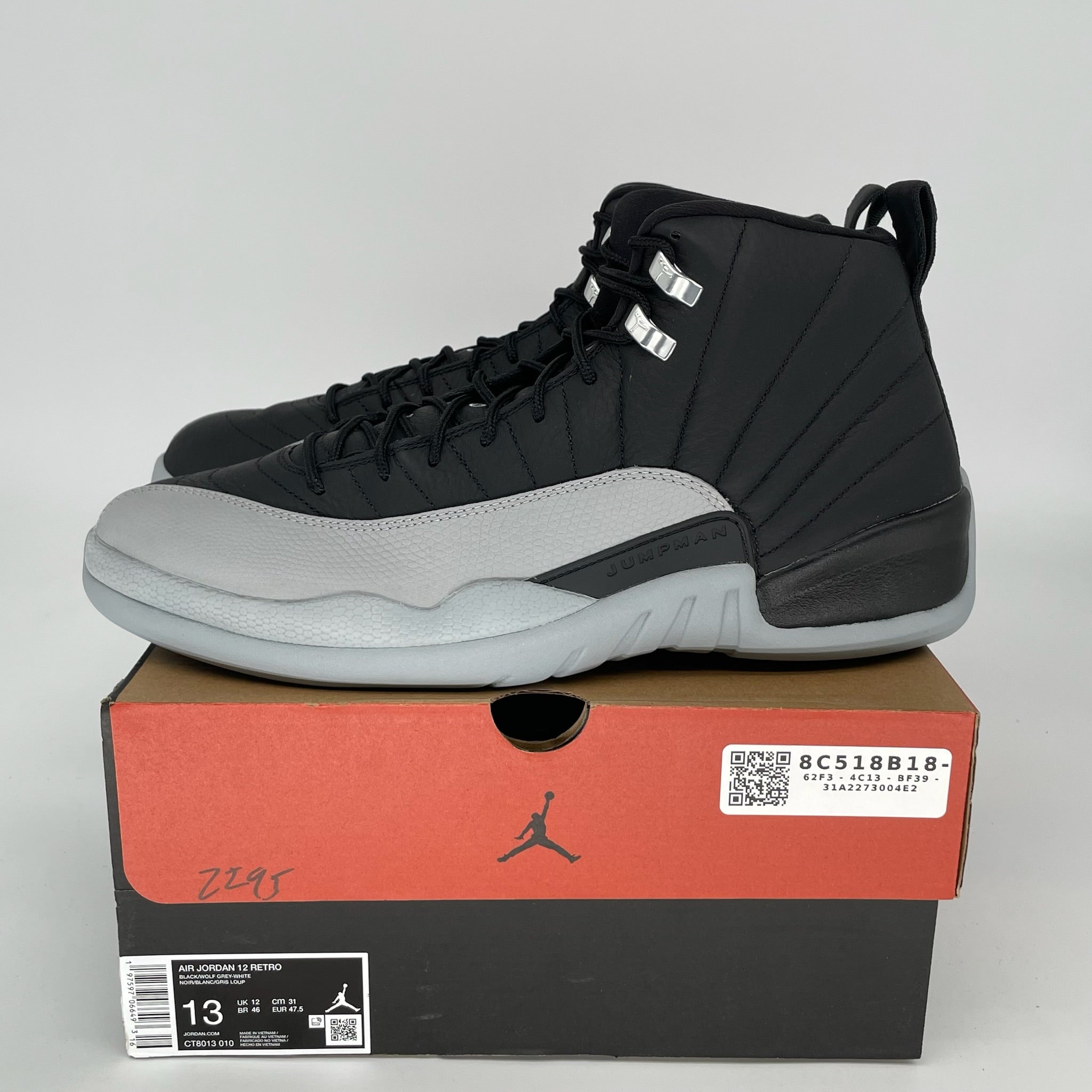 AIR JORDAN 12 Barons Men's Basketball Shoes Size 13 - Black/White (CT8013-010) | Retro Sneakers for Casual Wear & Sports