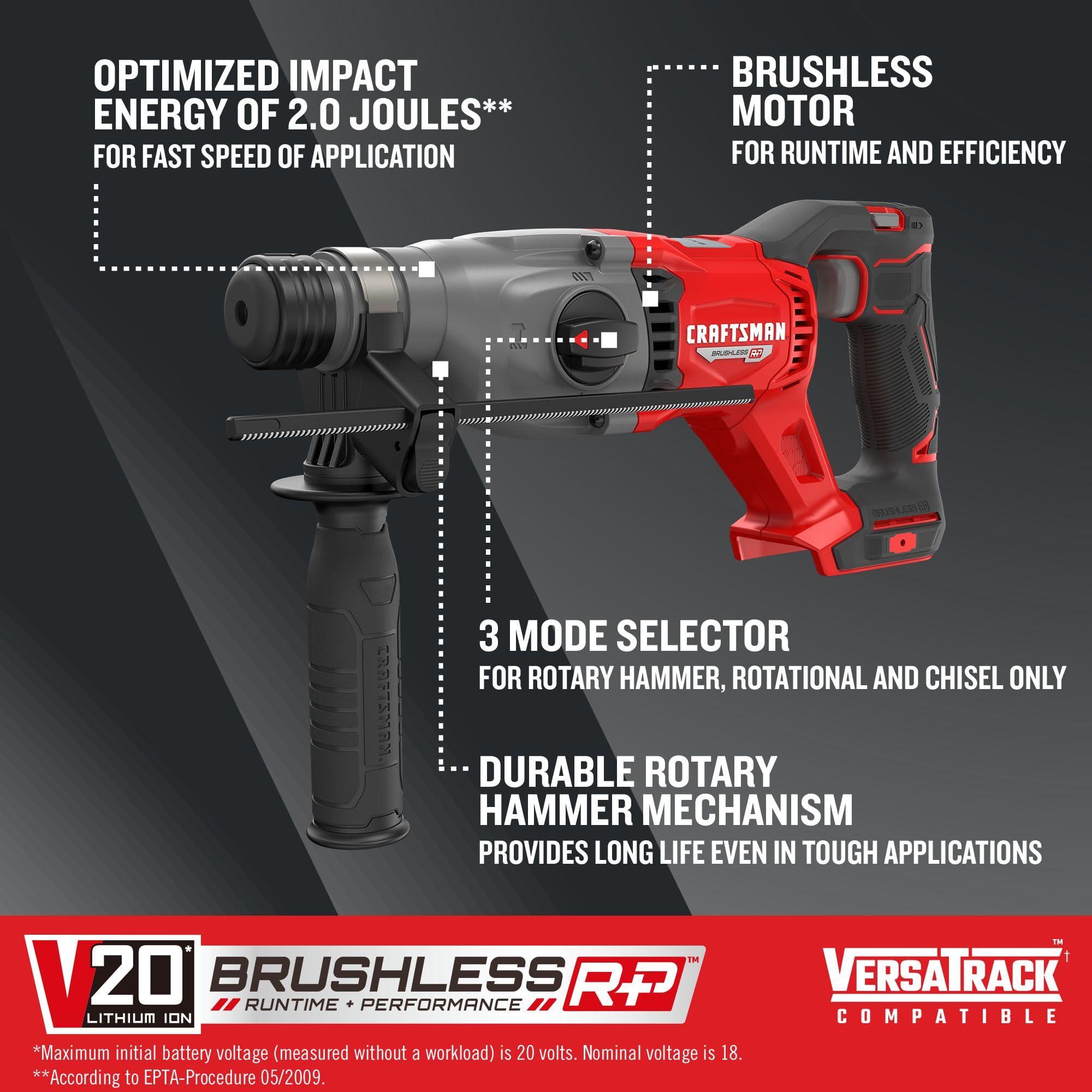 CRAFTSMAN V20 RP SDS Rotary Hammer Drill - Cordless 7/8