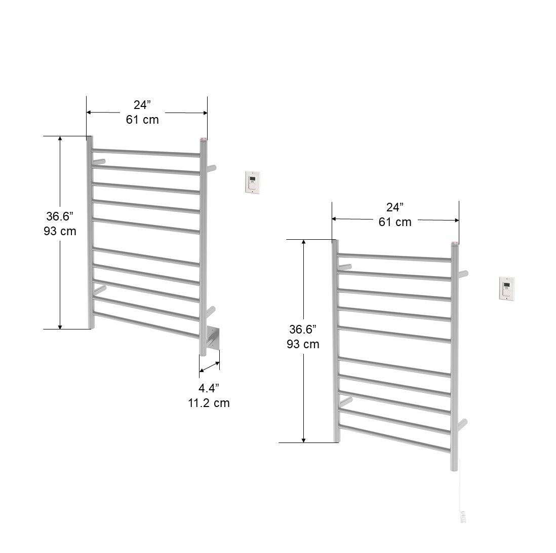 Premium 10 Bar Hardwired & Plug-in Towel Warmer - Brushed Stainless Steel with Timer | Fast Heating for Bathroom, Spa & Luxury Home Use
