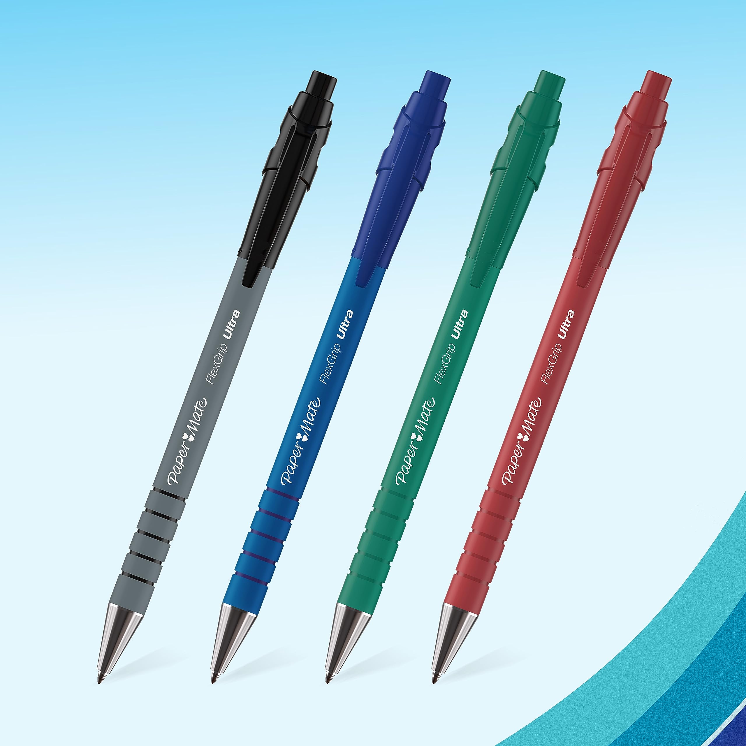 Paper Mate Flexgrip Ultra Retractable Ballpoint Pens - Medium Point 1.0mm, Pack of 12 Red Pens for Smooth Writing | Ideal for Office, School & Note Taking