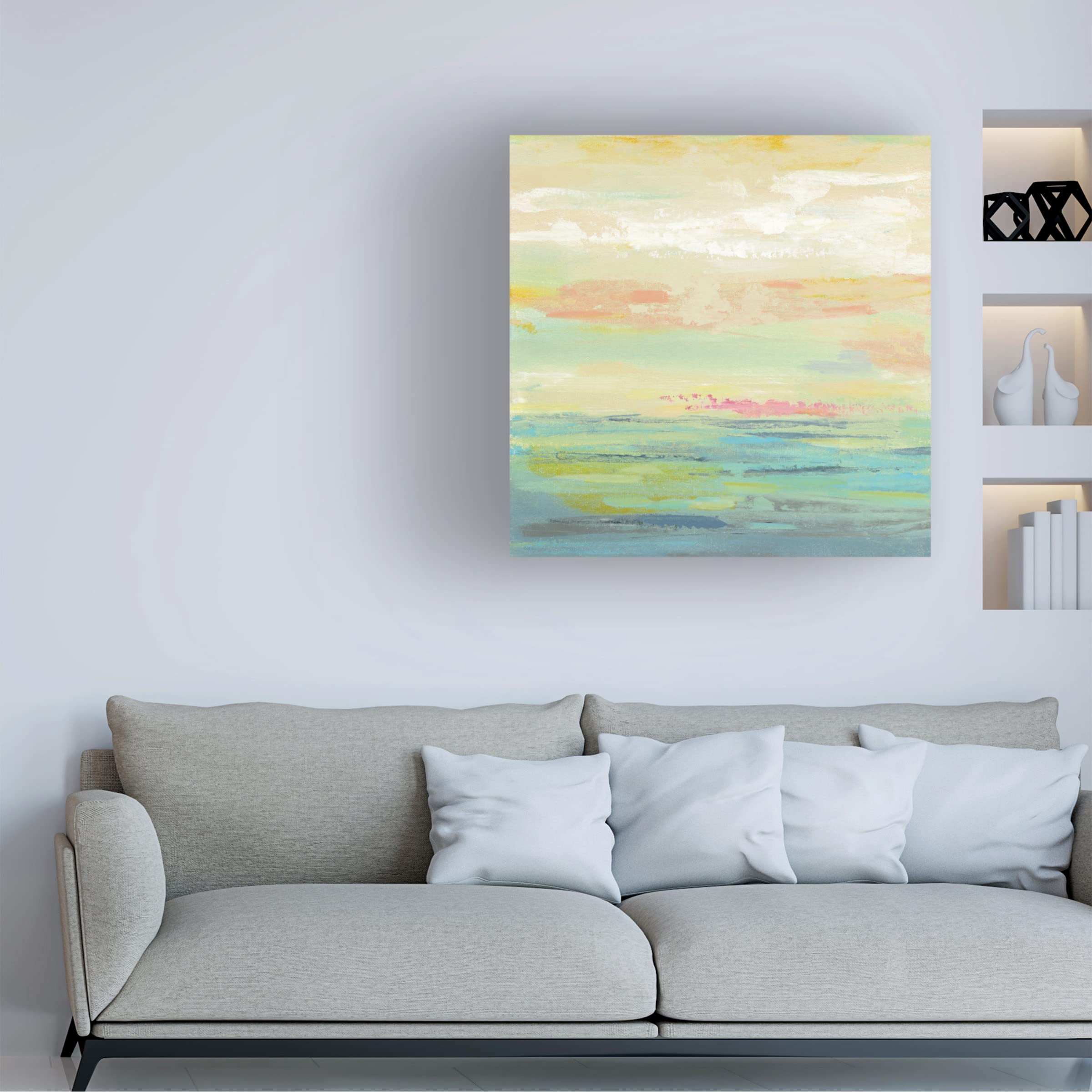 Silvia Vassileva 'Pink Clouds II' Canvas Wall Art Print - Modern Abstract Landscape Painting for Living Room, Bedroom & Office Decor