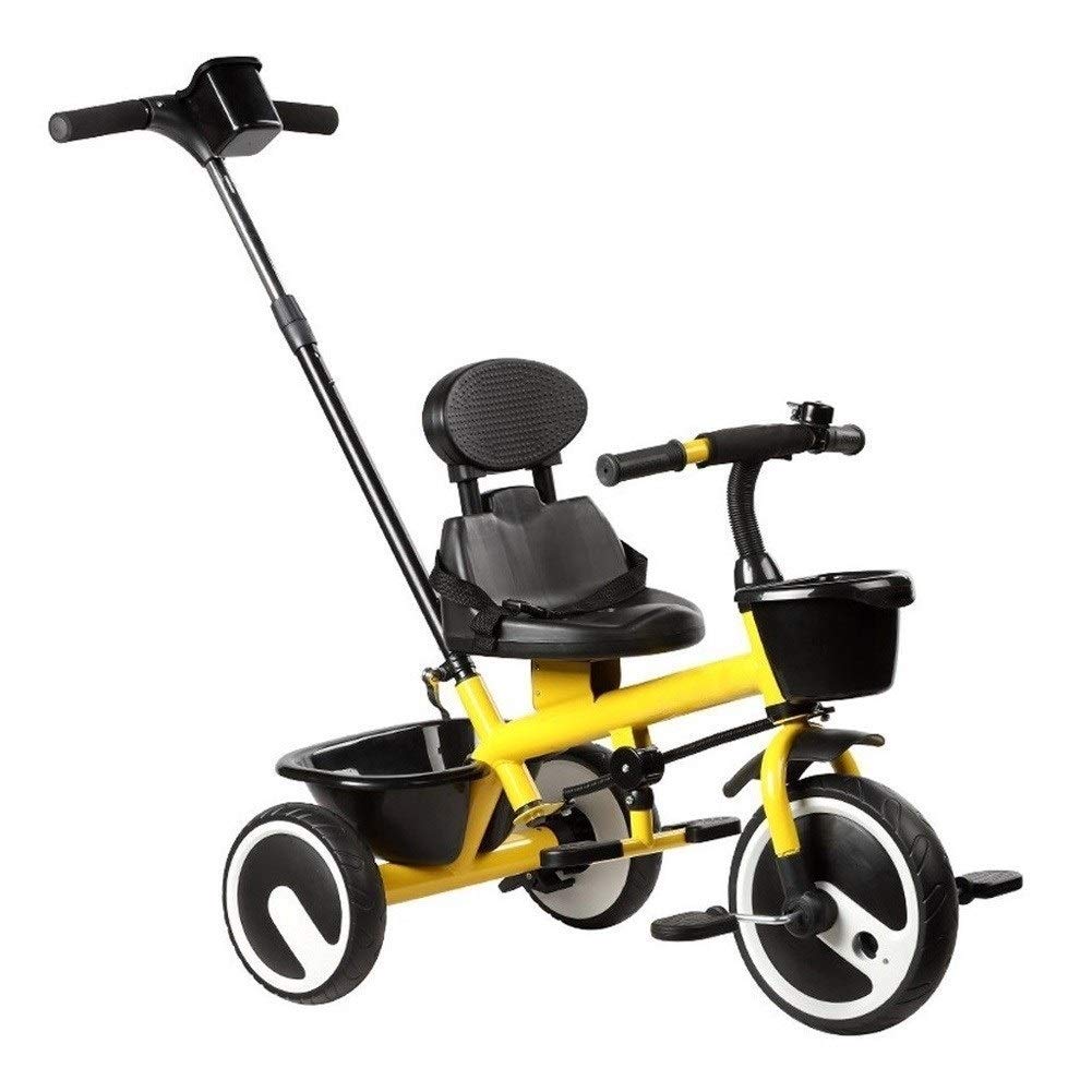 Best Kids Tricycle with Adjustable Backrest & Seat Belt - 2 Color Options (Yellow) - Perfect Birthday Gift for Toddlers & Outdoor Family Fun