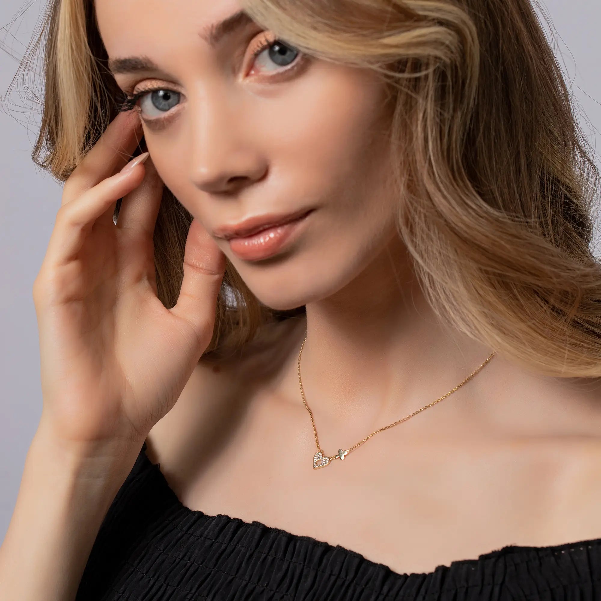 Elegant Micro Pavé Gold Heart Necklace for Women - 14K Gold Plated Dainty Pendant - Perfect for Valentine's Day, Anniversary & Romantic Gifts