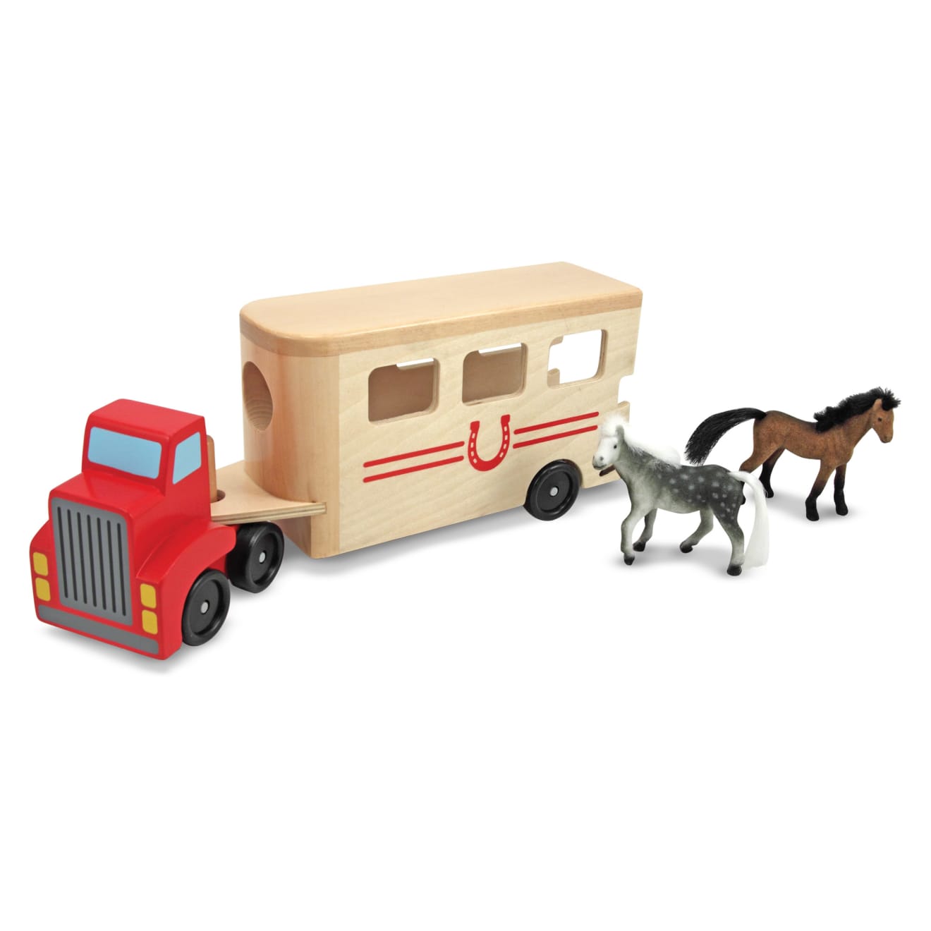 Wooden Horse Carrier Toy Vehicles Play Set for Kids - Farm Animal & Transportation Pretend Play, Educational Gift for Toddlers & Preschoolers