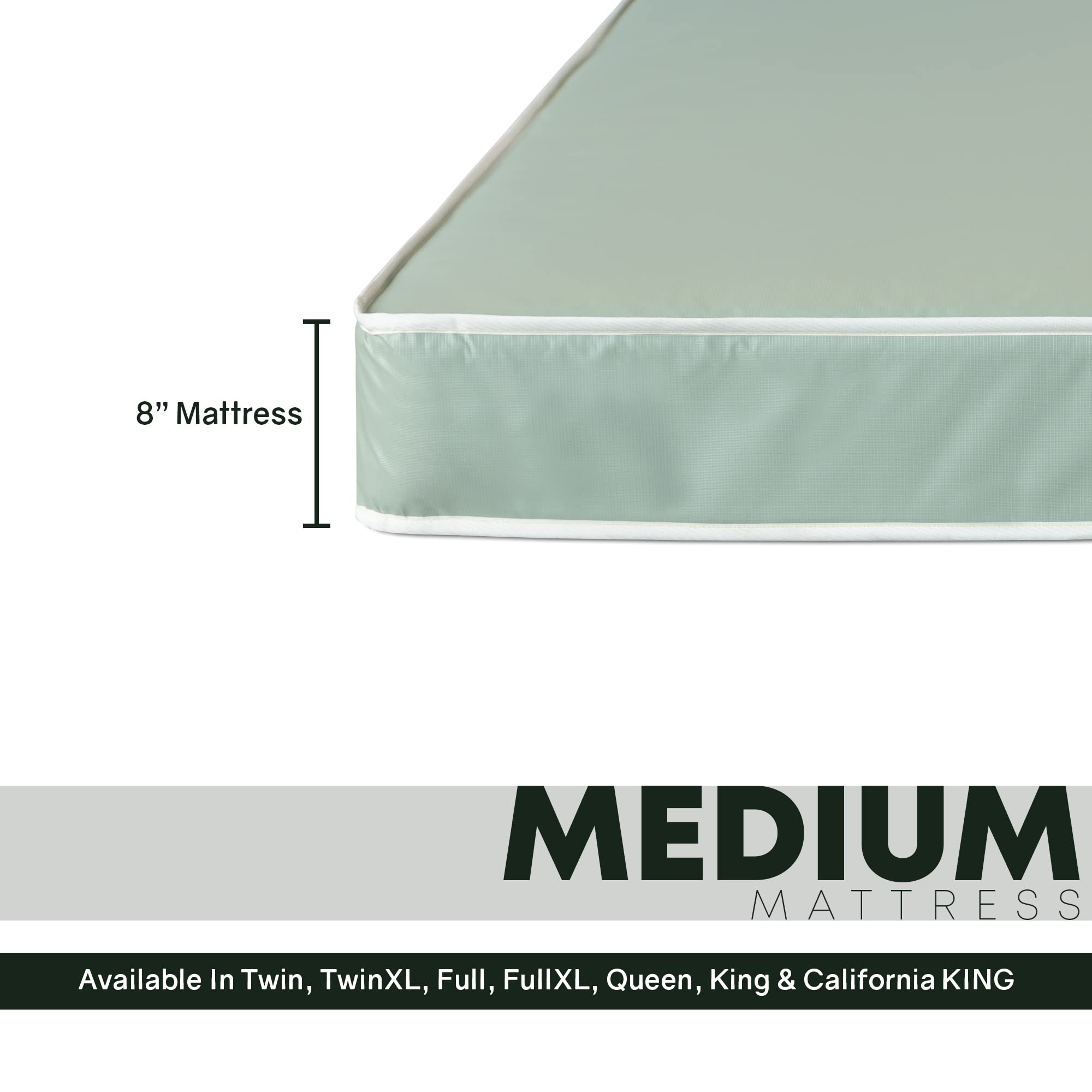 8-Inch Firm Double-Sided Waterproof Vinyl Innerspring Mattress - Fully Assembled, Back Support, Full XL Size | Ideal for Guest Rooms, Dormitories & Small Apartments