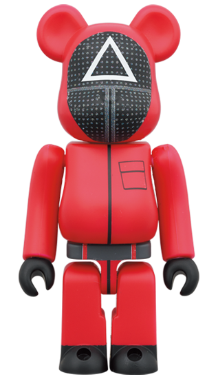 MEDICOM TOY BE@RBRICK Squid Game Guard Triangle 100% & 400% Bearbrick Action Figure - Perfect for Anime Collectors, Gift for Gamers, and Home Decor Display
