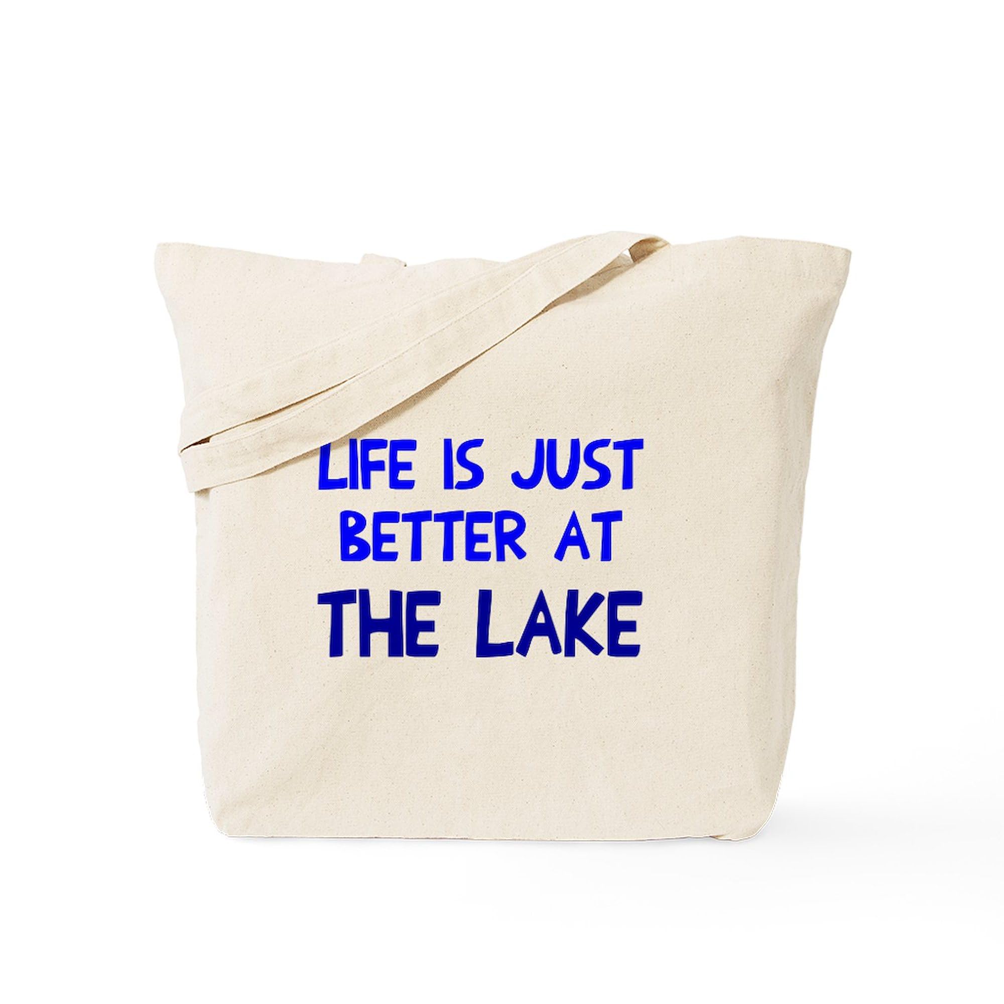 Life Is Just Better Lake Tote Bag - Natural Canvas Reusable Shopping Bag for Groceries, Beach & Everyday Use | Eco-Friendly Cotton Tote with Printed Design
