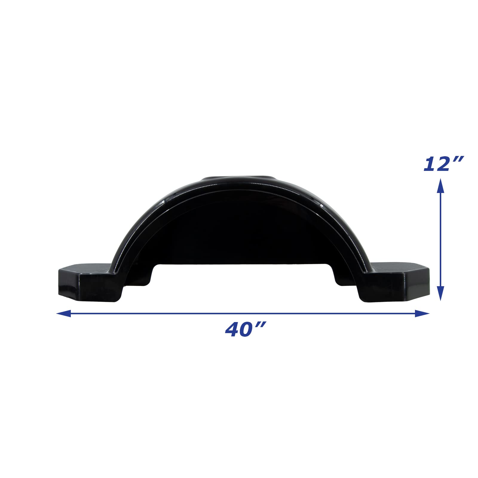Heavy-Duty Black Plastic Single Axle Boat Trailer Fender with Non-Slip Steps - 9