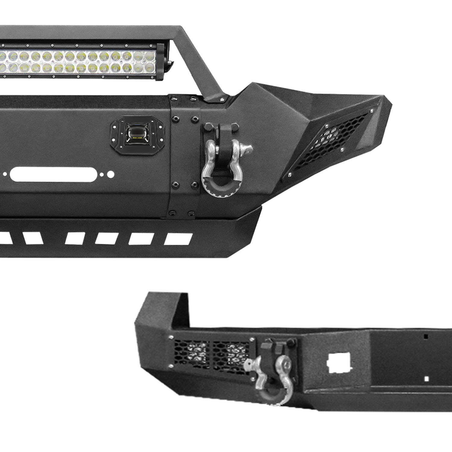 2005-2015 Toyota Tacoma Front & Rear Bumper Set with Winch Bracket - Textured Black Off-Road Bumpers for Enhanced Protection & Style | Perfect for Off-Roading, Overlanding & Truck Customization