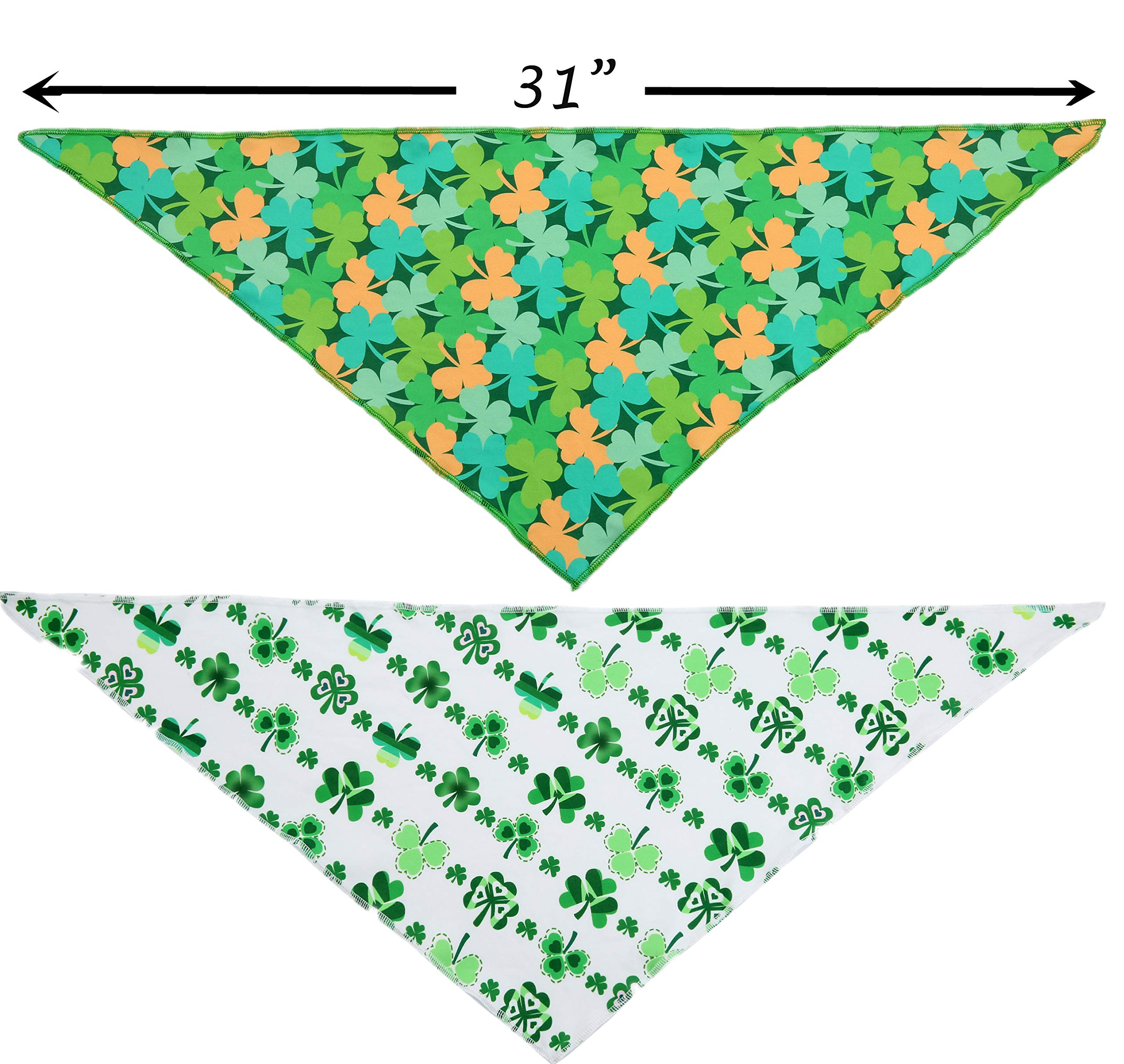 2 Pack St. Patrick's Day Dog Bandanas - Green Triangle Pet Bibs & Scarves for Small Medium Large Dogs - Perfect for St. Patty's Day Parties, Parades & Photo Shoots