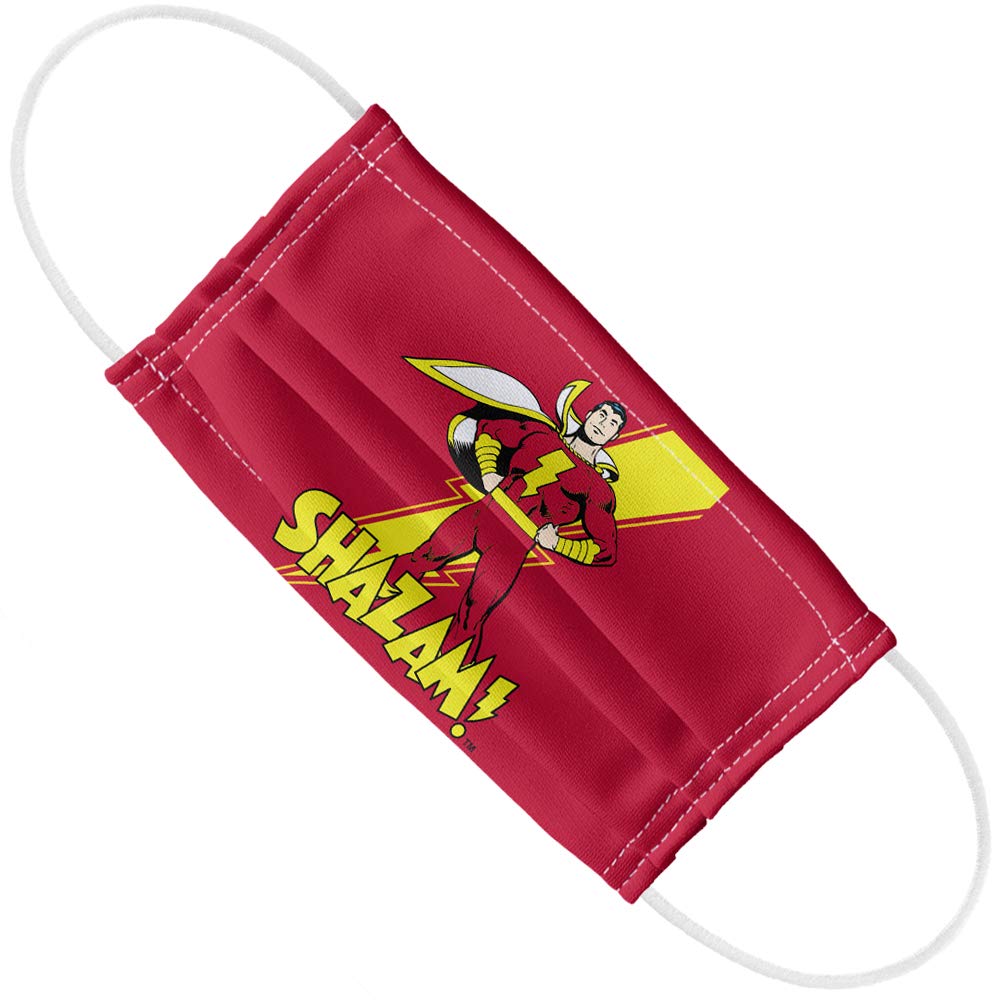 **Popfunk Justice League Shazam! Lightning Bolt 1-Ply Reusable Face Mask - Unisex Washable Cloth Mask for Cosplay, Conventions & Everyday Protection**